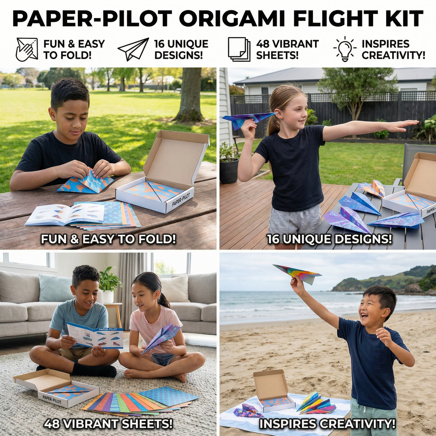 Origami Paper Airplane Building Set with Instructions