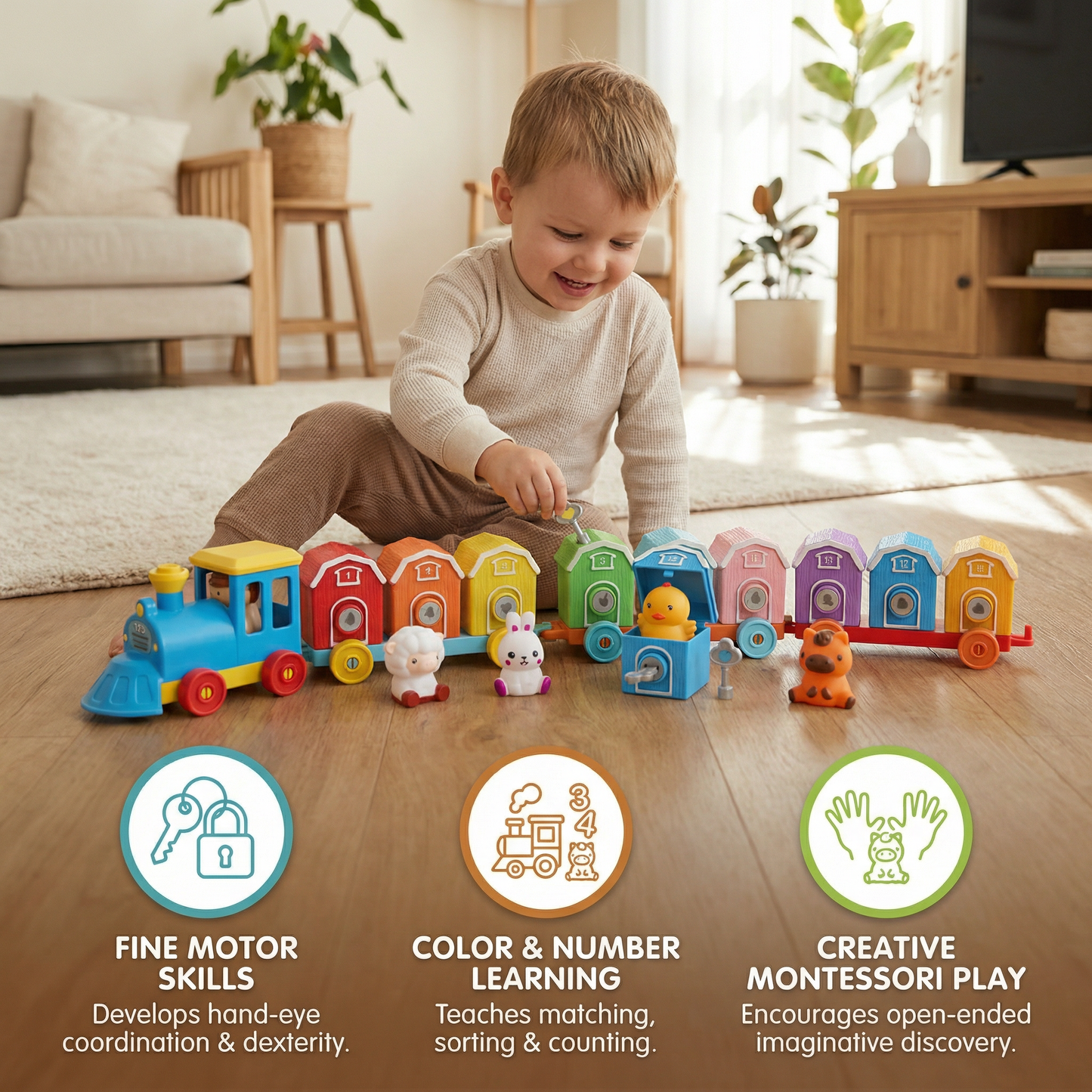 Montessori Farm Learning Train Toy for Kids
