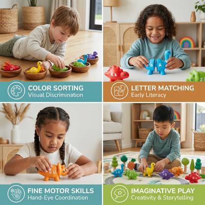 Educational Montessori Color Dinosaur Sorting Game Set