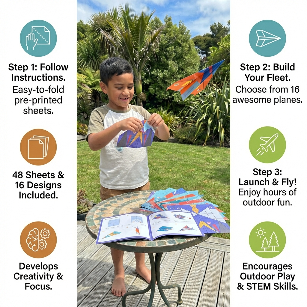 Origami Paper Airplane Building Set with Instructions