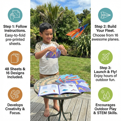 Origami Paper Airplane Building Set with Instructions