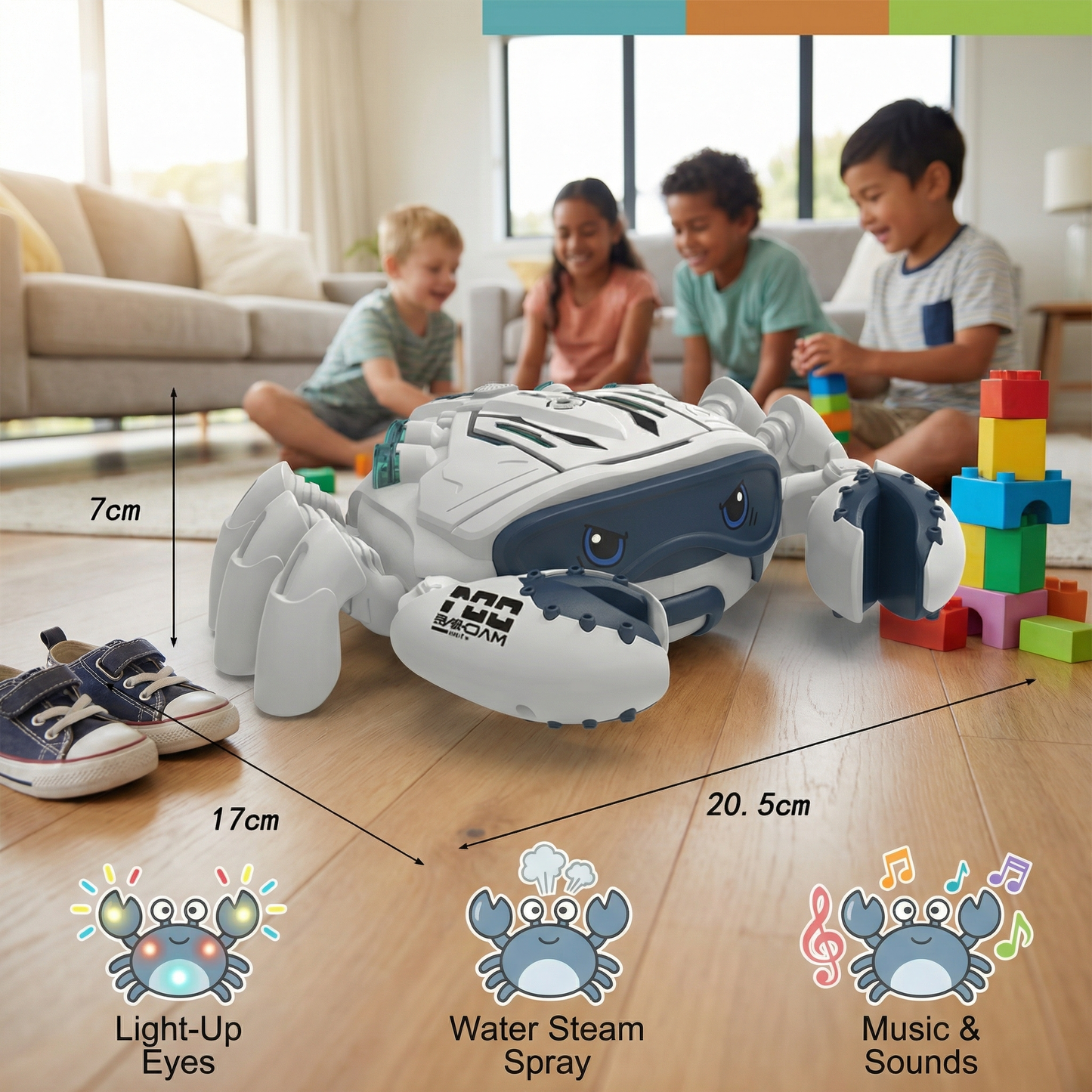 Glowing and Steam-Spraying Musical Crab