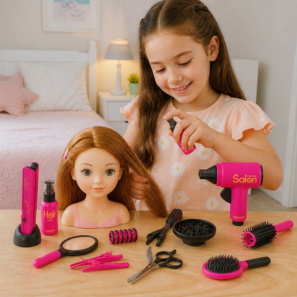 14-Piece Kids Hair Styling Salon Pretend Play Set