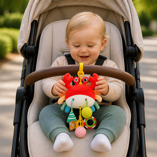 Crab Activity Toy with Pull Cord, Rattle & Teether for Babies