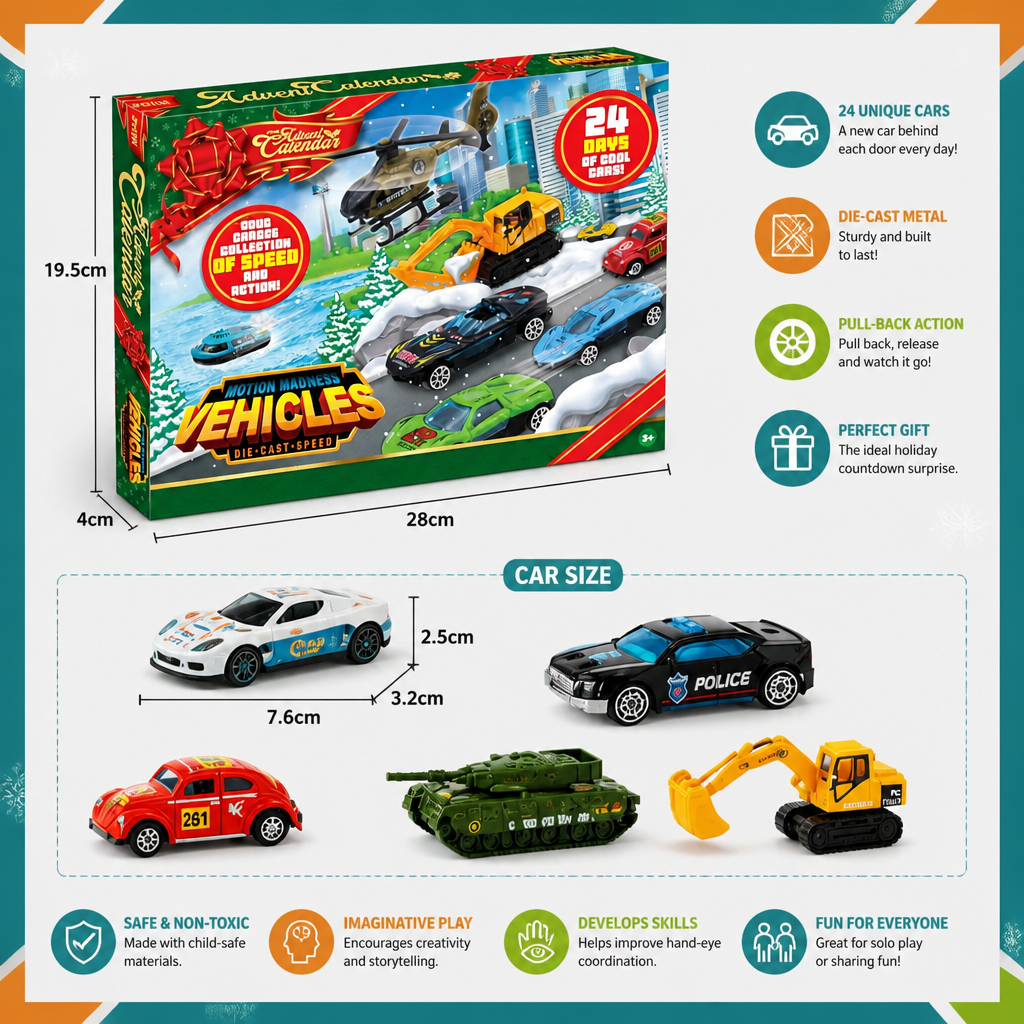 Christmas Die-Cast Car Advent Calendar for Kids