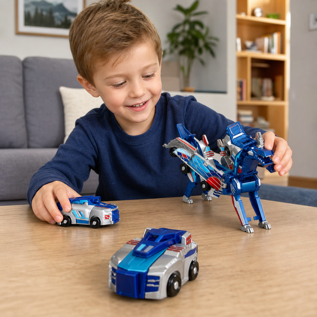 2-in-1 Magnetic Transforming Car & Dinosaur Toy with Automatic Collision Action