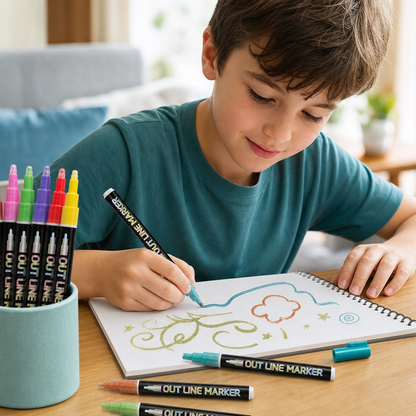 Outline Shimmer & Metallic Glitter Marker Set