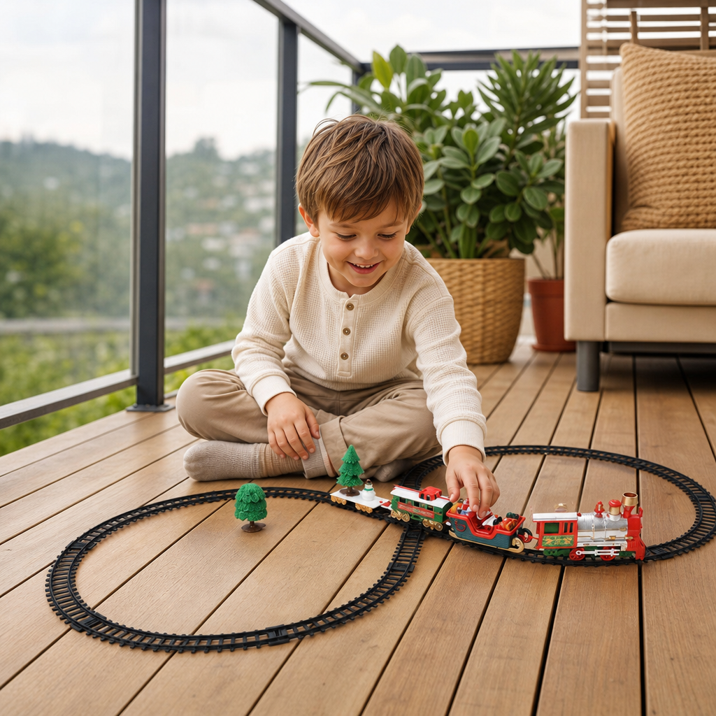 Kids’ Electric Train Set with Lights, Sounds & Steam Effects