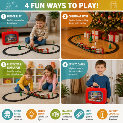 Kids’ Electric Train Set with Lights, Sounds & Steam Effects
