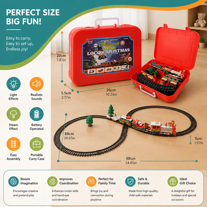 Kids’ Electric Train Set with Lights, Sounds & Steam Effects