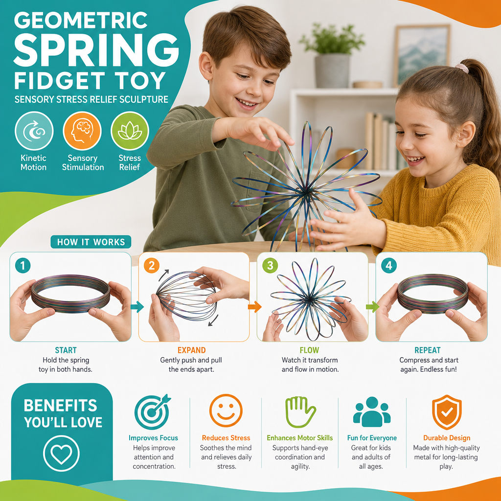 Geometric Spring Fidget Toy – Sensory Stress Relief Sculpture
