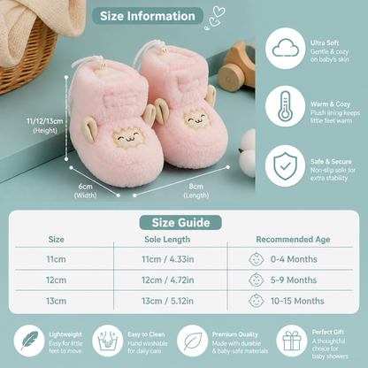 Warm & Cozy Fleece-Lined Baby Booties with Soft Non-Slip Soles