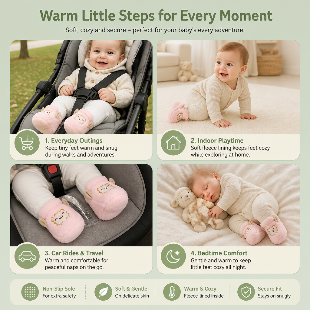 Warm & Cozy Fleece-Lined Baby Booties with Soft Non-Slip Soles