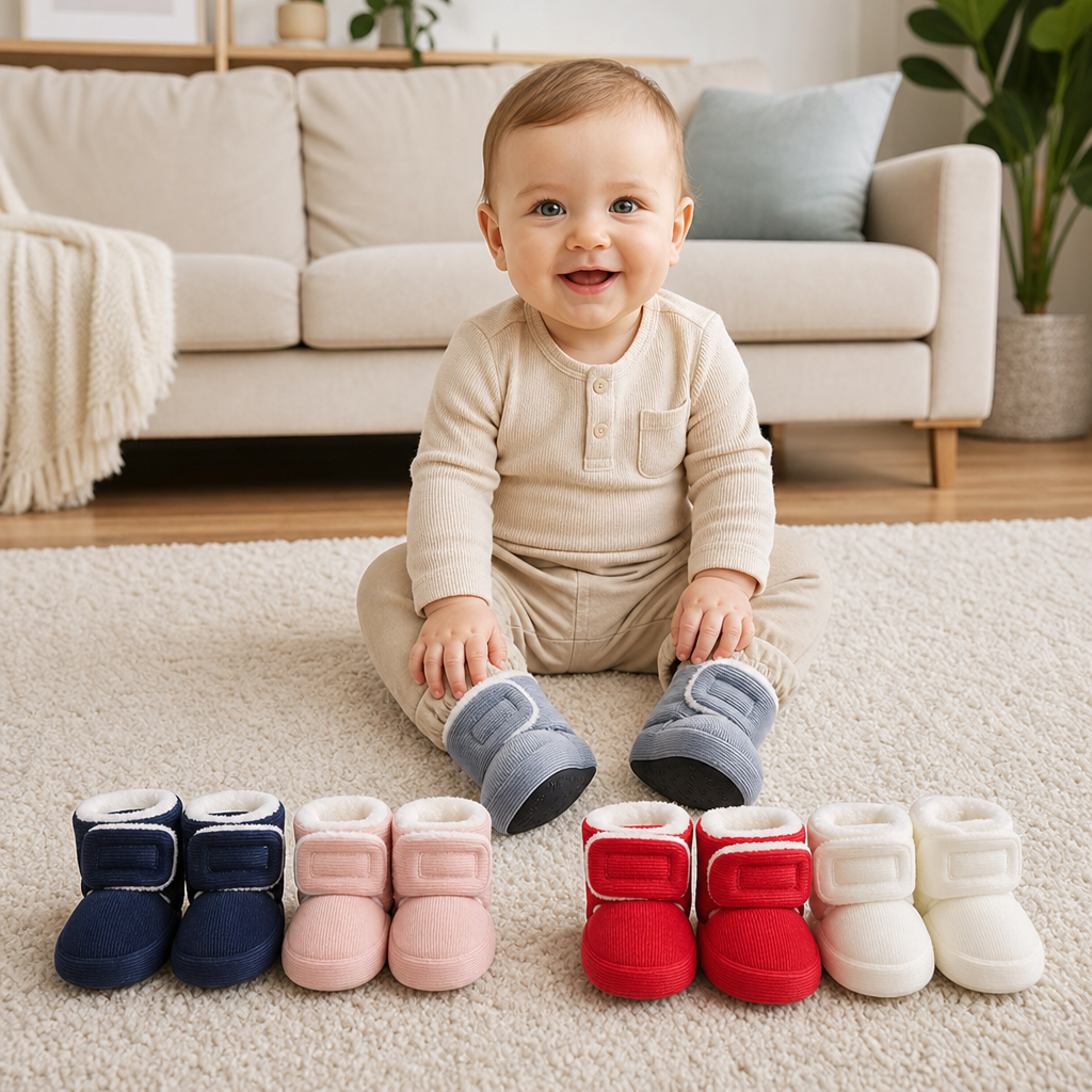 Warm & Cozy Plush Baby Booties with Soft, Non-Slip Soles