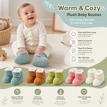 Warm & Cozy Plush Baby Booties with Soft, Non-Slip Soles
