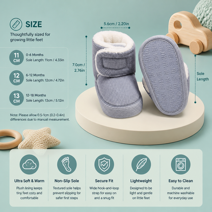 Warm & Cozy Plush Baby Booties with Soft, Non-Slip Soles