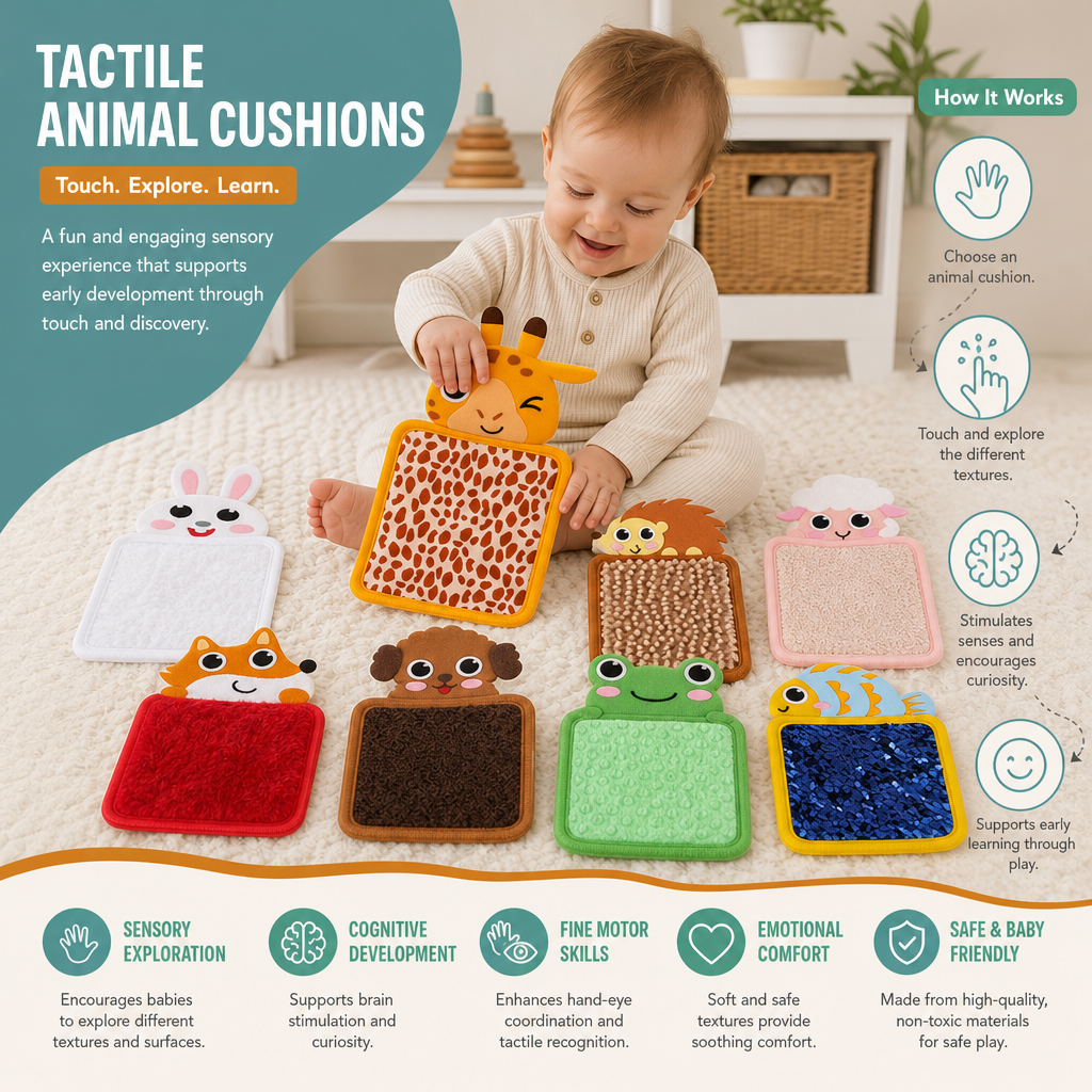 Tactile Animal Cushions (Set of 8)