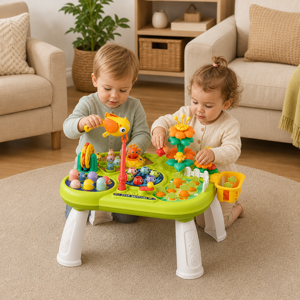 Kids Multifunctional Activity Game Table with Multiple Play Stations