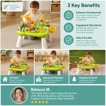 Kids Multifunctional Activity Game Table with Multiple Play Stations