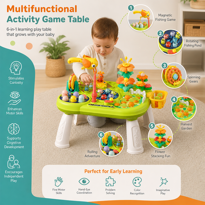 Kids Multifunctional Activity Game Table with Multiple Play Stations