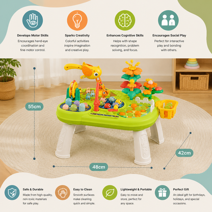 Kids Multifunctional Activity Game Table with Multiple Play Stations