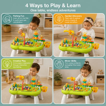 Kids Multifunctional Activity Game Table with Multiple Play Stations