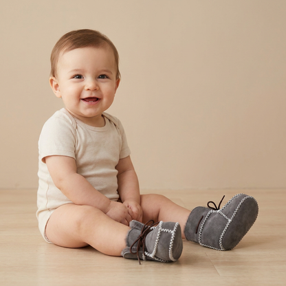 Shearling Lace-Up Moccasin Booties