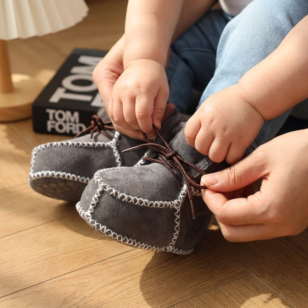 Shearling Lace-Up Moccasin Booties