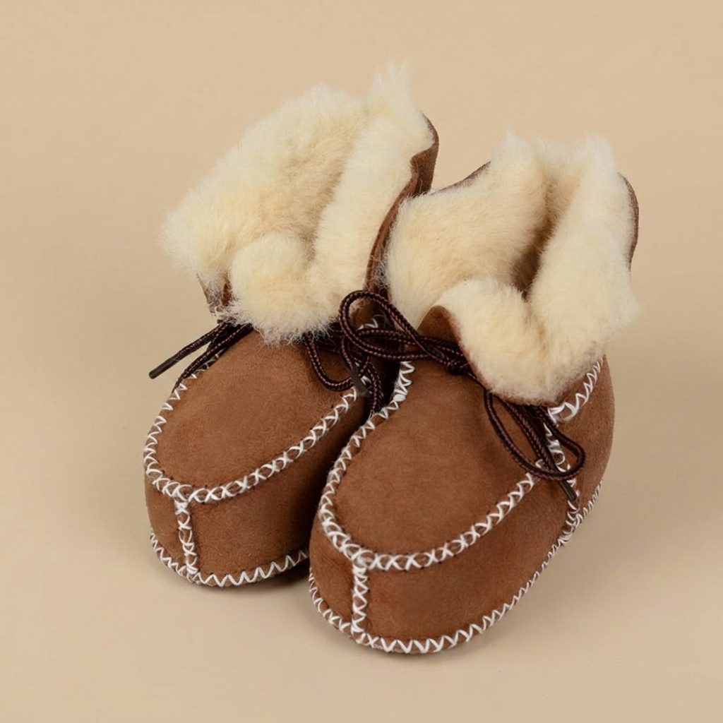 Shearling Lace-Up Moccasin Booties