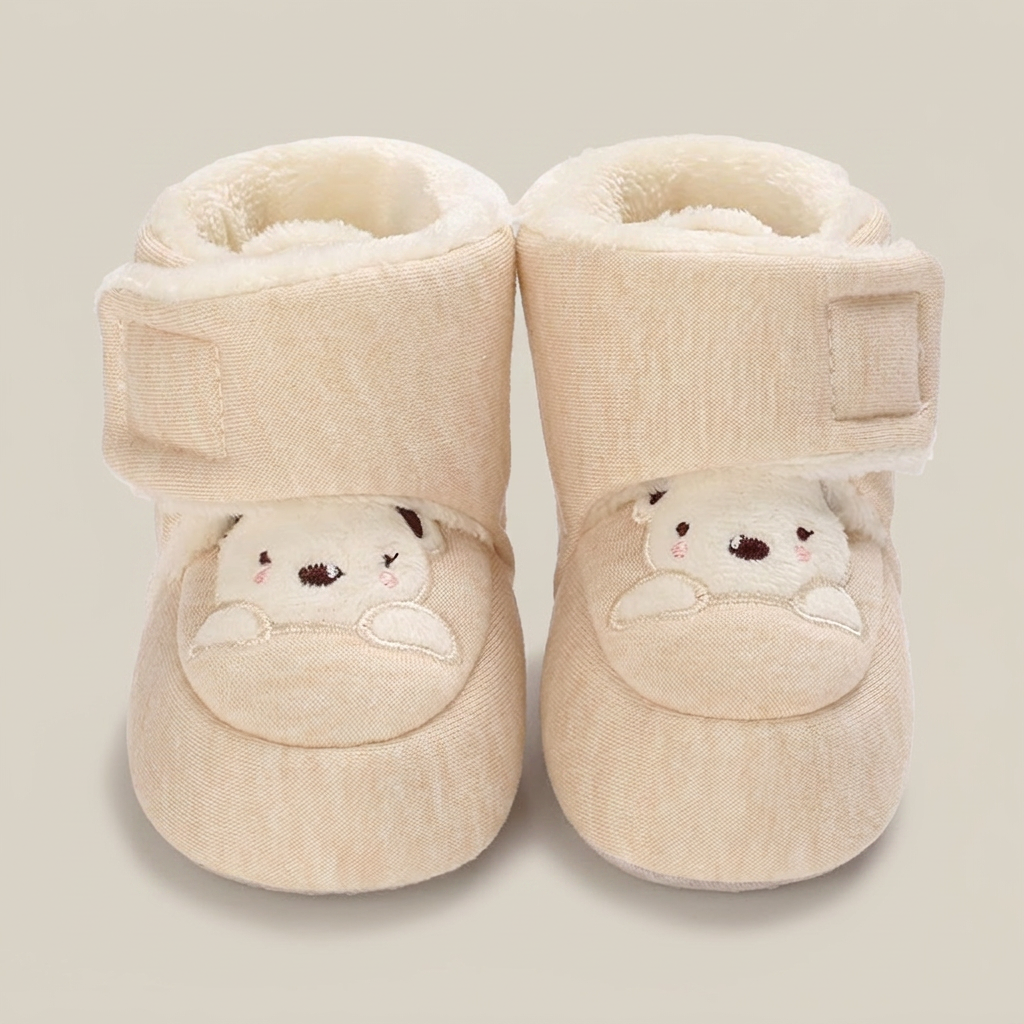 Bear Patch Fleece Lined Booties