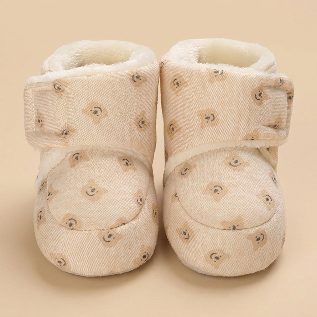 Bear Patch Fleece Lined Booties
