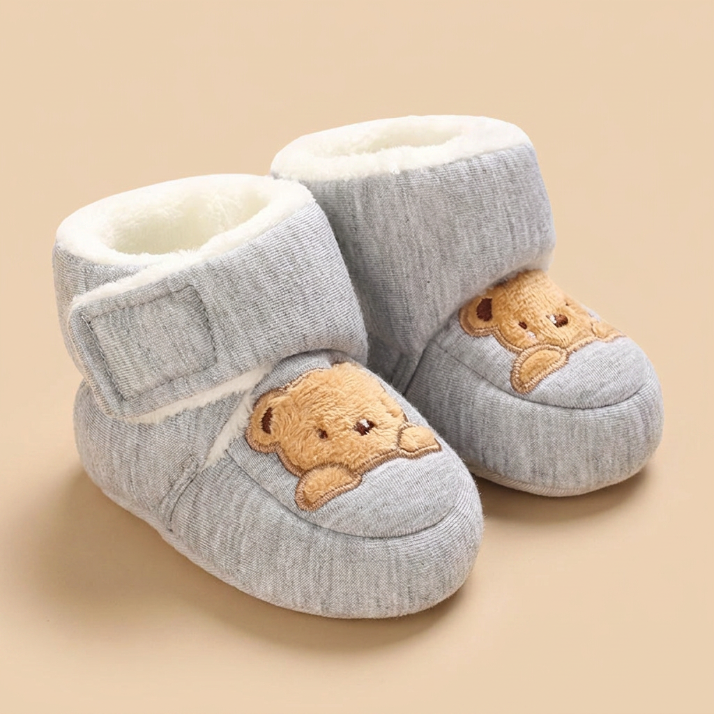 Bear Patch Fleece Lined Booties