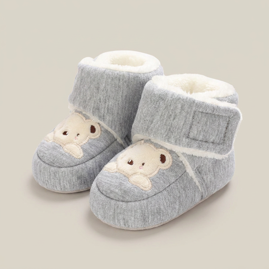 Bear Patch Fleece Lined Booties