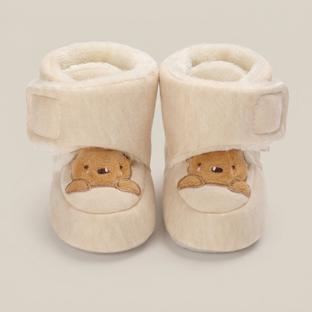 Bear Patch Fleece Lined Booties