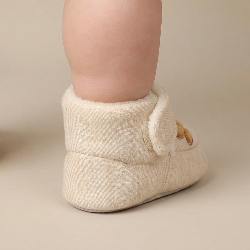 Bear Patch Fleece Lined Booties