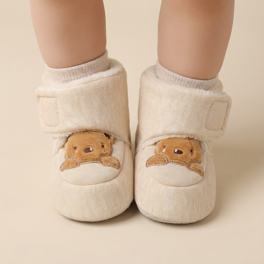 Bear Patch Fleece Lined Booties
