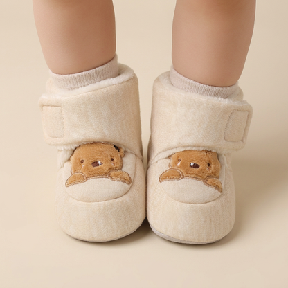 Bear Patch Fleece Lined Booties