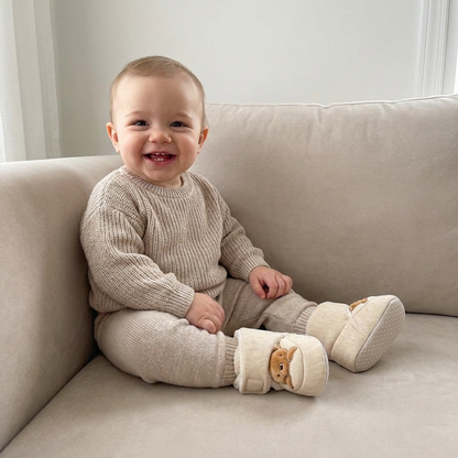 Bear Patch Fleece Lined Booties