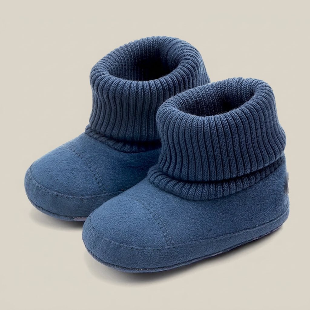Suede Knit Cuff Slip-On Booties