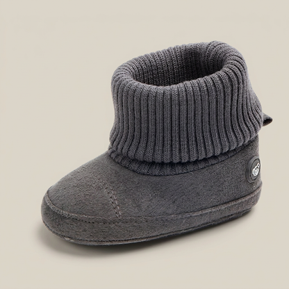 Suede Knit Cuff Slip-On Booties