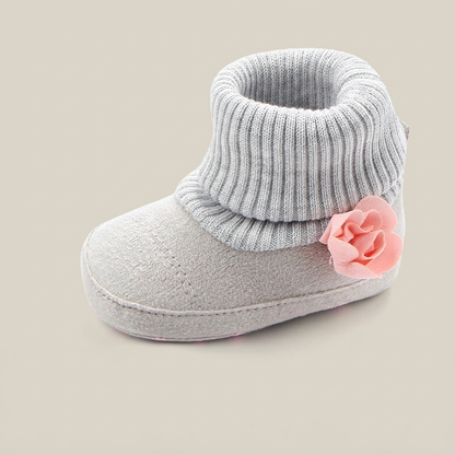 Suede Knit Cuff Slip-On Booties
