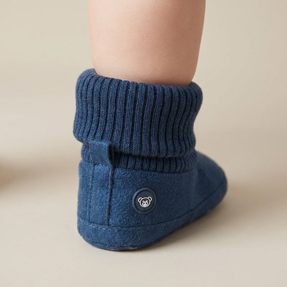Suede Knit Cuff Slip-On Booties