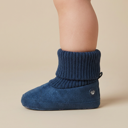 Suede Knit Cuff Slip-On Booties