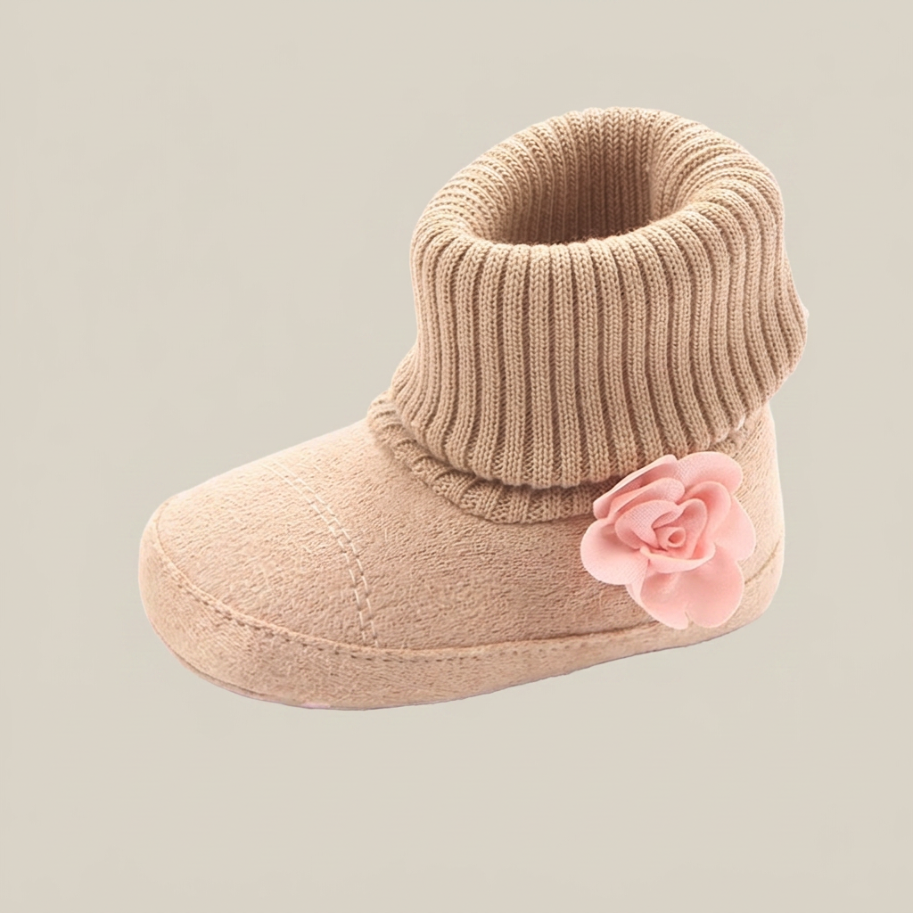 Suede Knit Cuff Slip-On Booties