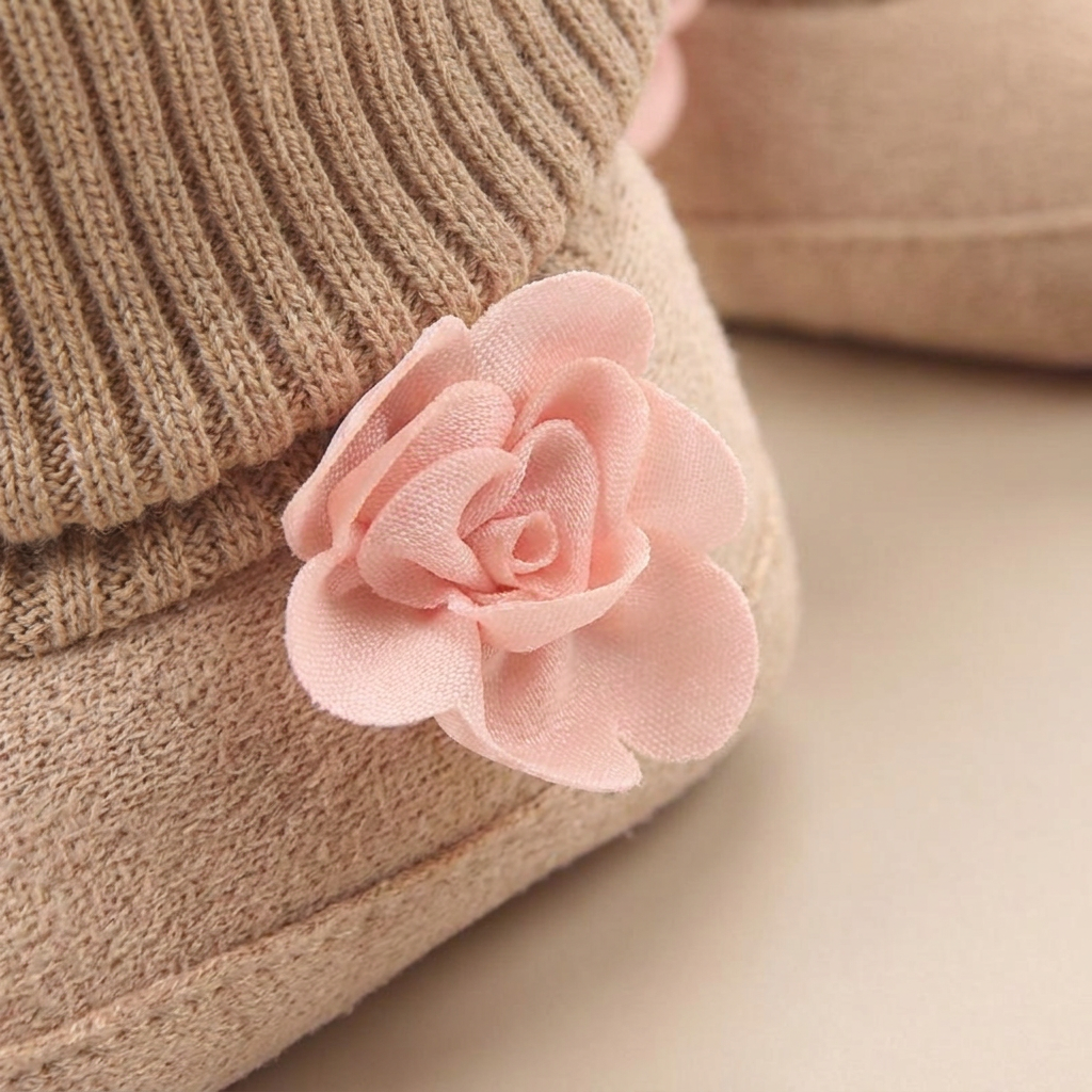 Suede Knit Cuff Slip-On Booties