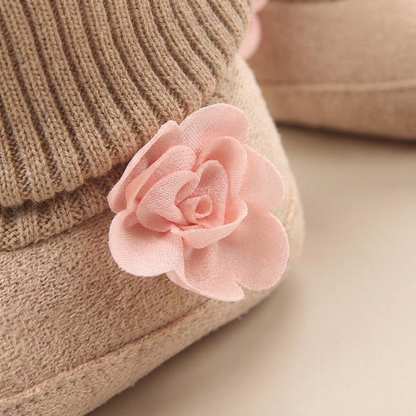 Suede Knit Cuff Slip-On Booties