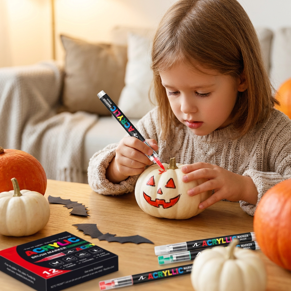 Dual-Tip Acrylic Paint Marker Set with Fine & Brush Tips