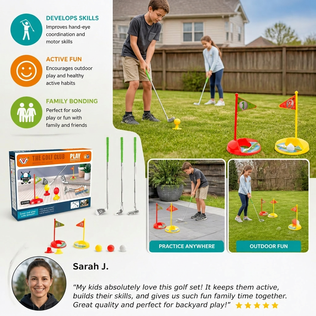 Kids Golf Set with Adjustable Clubs – Perfect for Backyard Play