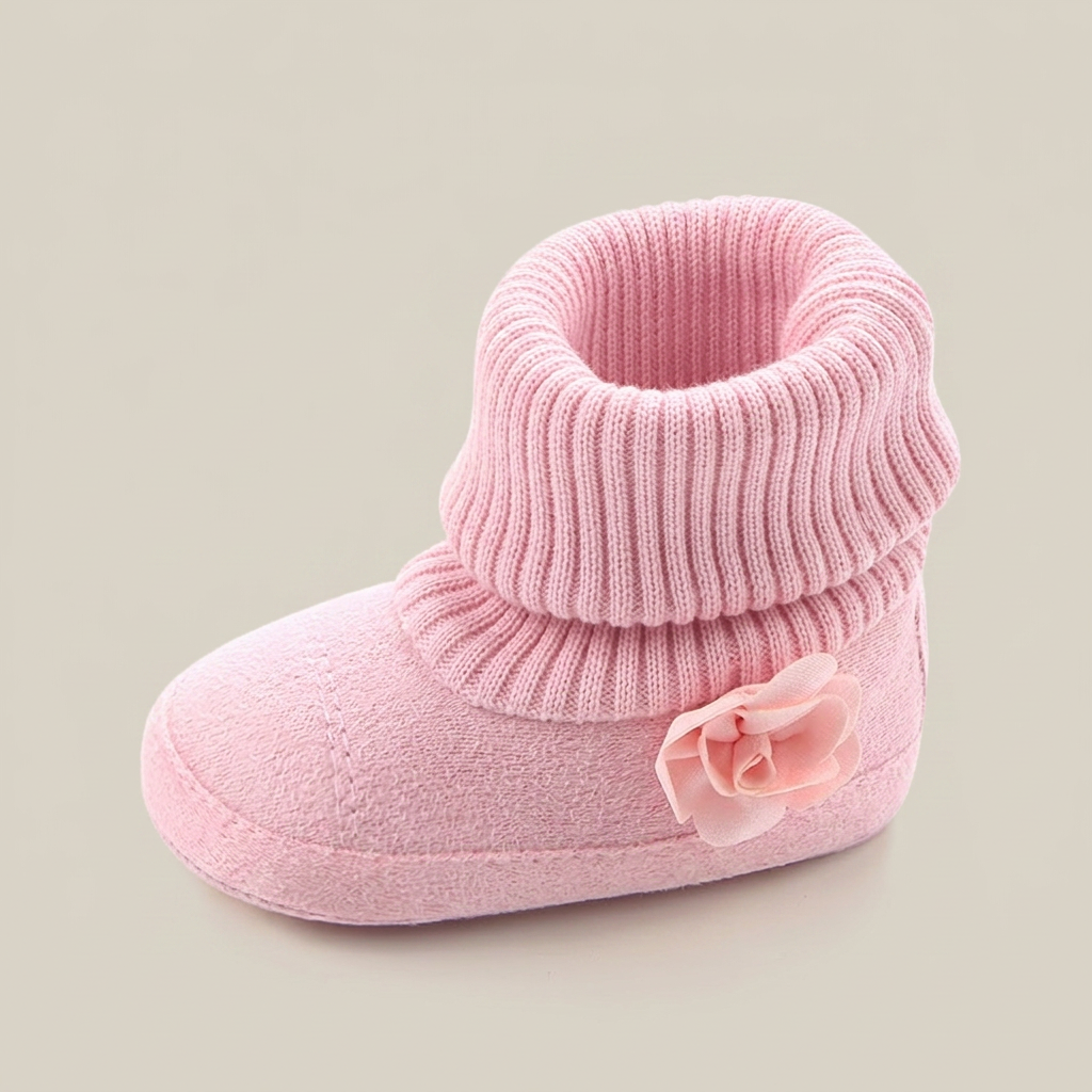 Suede Knit Cuff Slip-On Booties
