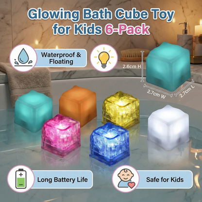 Glowing Bath Cube Toy for Kids 6-Pack